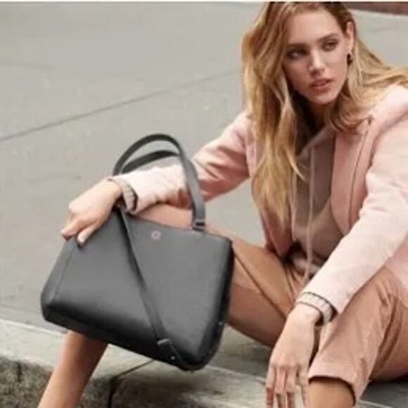 Dagne Dover Allyn Tote Bag Pebbled Gray Leather Travel Satchel - Picture 3 of 16